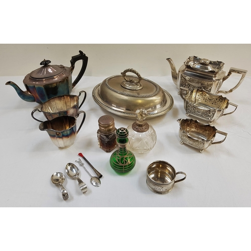 127 - SELECTION OF SILVER PLATE
including an oval lidded serving dish, matching tea pot, twin handled suga... 