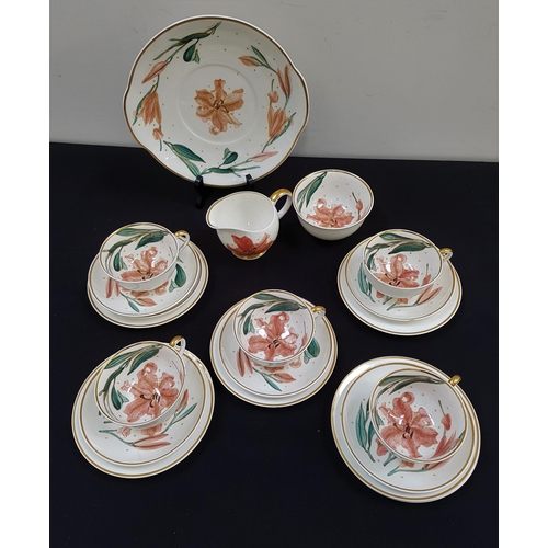 149 - SUSIE COOPER TEA SERVICE
decorated in the pink orchid pattern, comprising tea cups and saucers, tea ... 