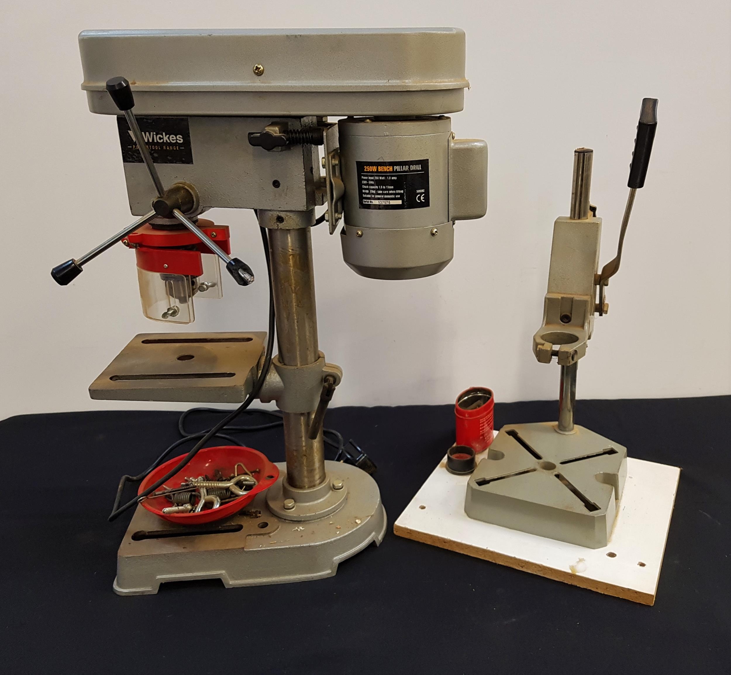 WICKES PILLAR DRILL mains operated, 250W, together with a pillar drill