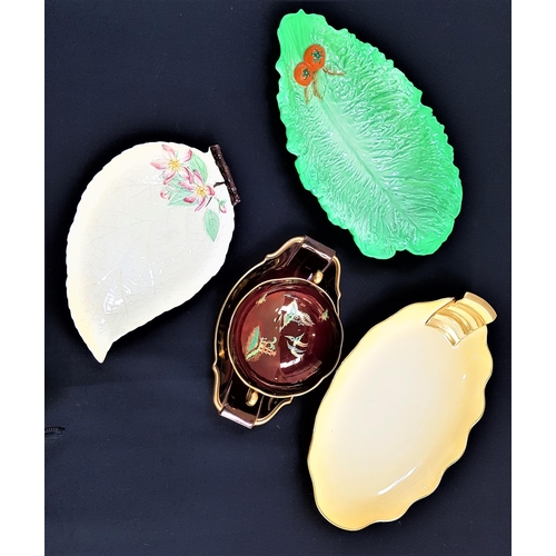 157 - SELECTION OF CARLTON WARE
including a green leaf dish, white leaf dish, yellow and gilt oval dish wi... 