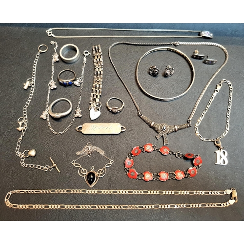 69 - SELECTION OF SILVER JEWELLERY
including a boxed pair of Mackintosh style earrings with leaflet, a te... 