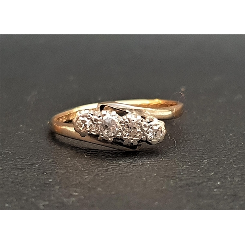 76 - DIAMOND FOUR STONE TWIST DESIGN RING
in eighteen carat gold and platinum, the diamonds totaling appr... 