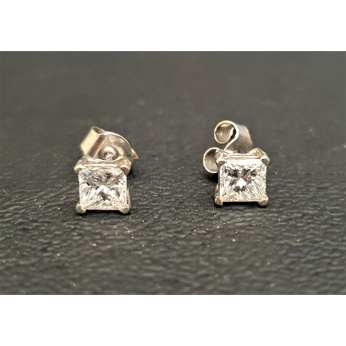 78 - PAIR OF DIAMOND STUD EARRINGS
the princess cut diamonds totaling approximately 0.7cts, in nine carat... 