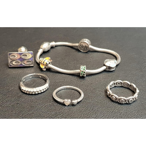 97 - SELECTION OF FASHION JEWELLERY
comprising a Chamilia silver charm bracelet with four charms by vario... 