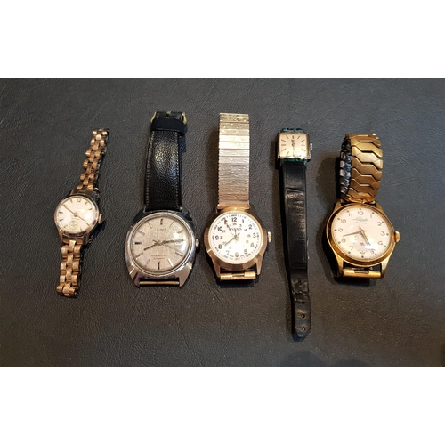 102 - FIVE VINTAGE WRISTWATCHES
comprising Lorando fifteen jewels, Timex, Tasso, Smiths Empire, and Tissot... 