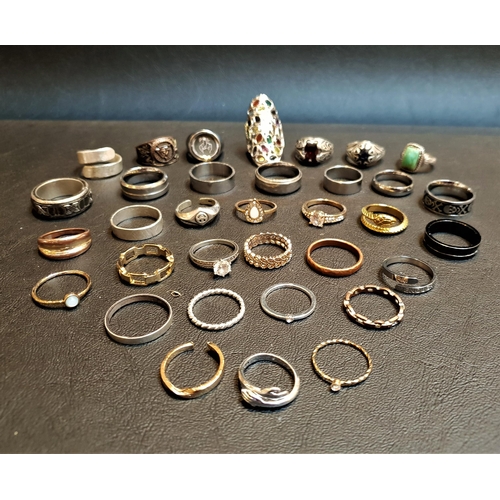 108 - SELECTION OF SILVER AND OTHER RINGS
of various sizes and designs, including stone set examples, 1 bo... 