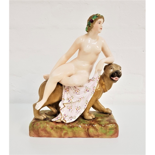 158 - 19th CENTURY JOHN BEVINGTON PORCELAIN FIGURE GROUP
of Ariadne on her panther, on a mottled green rec... 