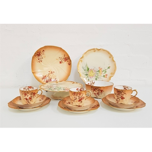 159 - LIMOGES PART TEA SERVICE
decorated in peach and gilt with sprays of flowers, comprising cups and sau... 