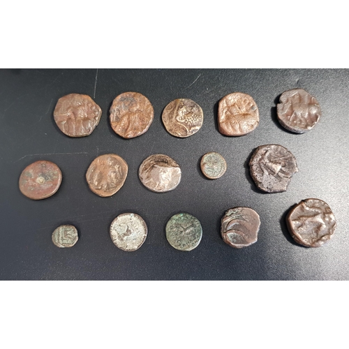 318 - SELECTION OF SIXTEEN ANCIENT POSSIBLY ROMAN COINS
of various sizes and designs (16)