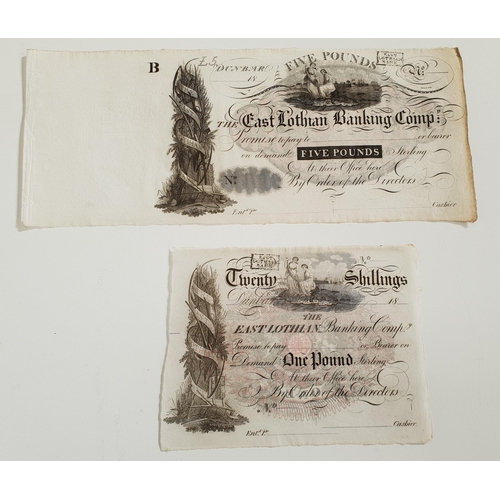 311 - TWO NINETEENTH CENTURY SCOTTISH EAST LOTHIAN BANKING COMPANY BANK NOTES
both unissued without date o... 