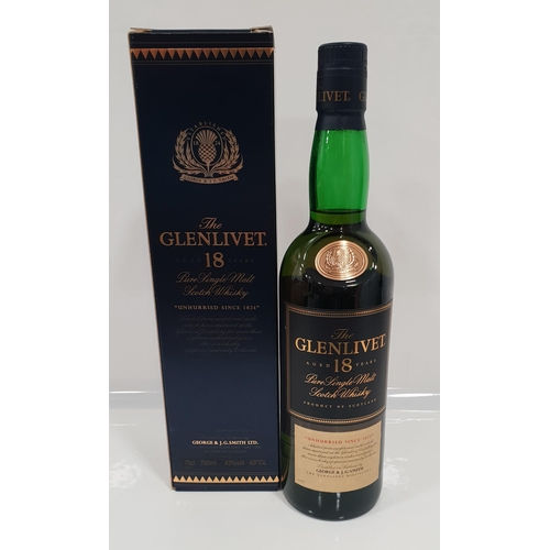 454 - THE GLENLIVET 18 YEAR OLD
one bottle of 18 year old Single Malt Scotch Whisky, 70cl and 43% abv, in ... 