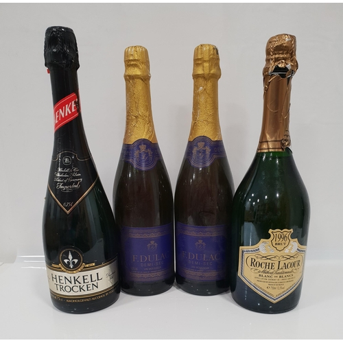 467 - FOUR BOTTLES OF VINTAGE SPARKLING WINE
comprising two bottles of F. Dulac Demi-sec Vin Mousseux, 750... 