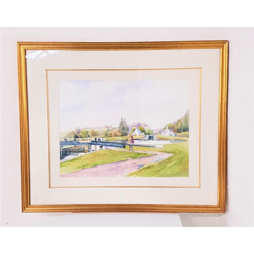 344 - D.MORTON
By the lock, watercolour, signed and dated 2006, 45cm x 60cm