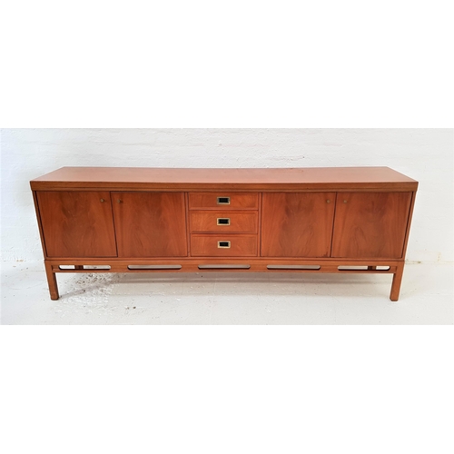 366 - 1960s G PLAN MAHOGANY SIDEBOARD
with three central panelled drawers with recessed handles, flanked b... 