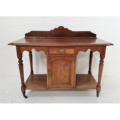 370 - EDWARDIAN WALNUT AND FIGURED WALNUT WASH STAND
the shaped raised back above a moulded shaped top, wi... 