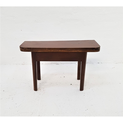 401 - MAHOGANY OCCASIONAL TABLE
with a fold over rotating top, standing on shaped supports, 59.5cm wide