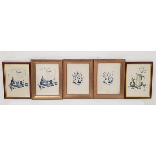 359 - BRITISH SCHOOL
five still life prints depicting fruit, wine bottle and a jug, varying sizes (5)
Note... 