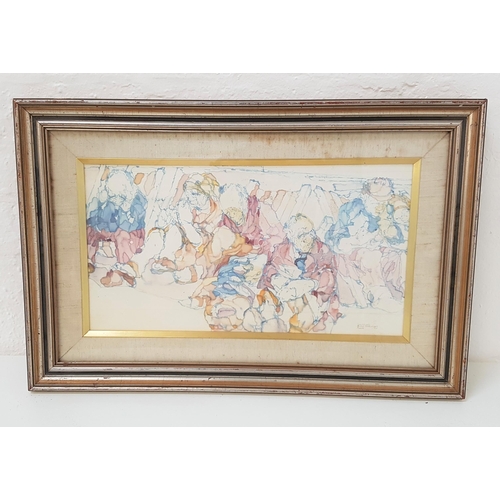 360 - AIDA PATTERSON
The picnic, watercolour, signed and dated '77, label to verso, 25cm x 48cm