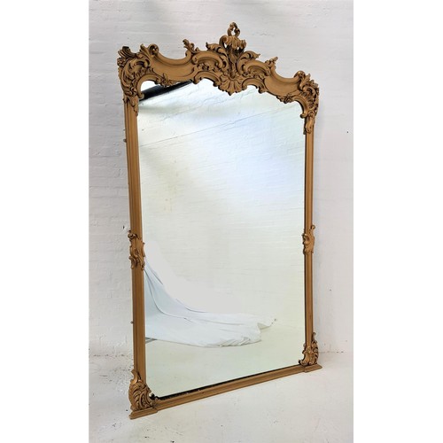 442 - EXTREMELY LARGE CARVED GILTWOOD MIRROR
the frame decorated with oak leaves, scrolls and flower heads... 