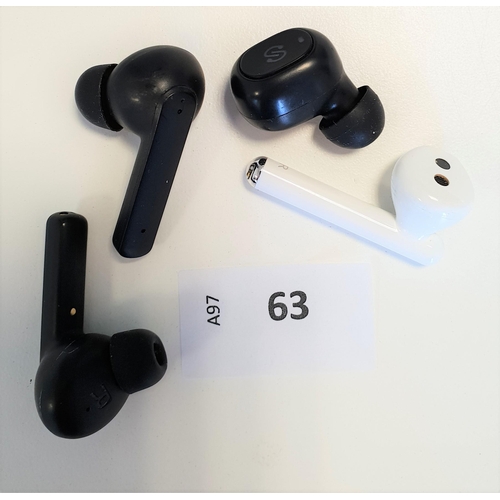 63 - SELECTION OF FOUR WIRELESS EARBUDS
mixed models