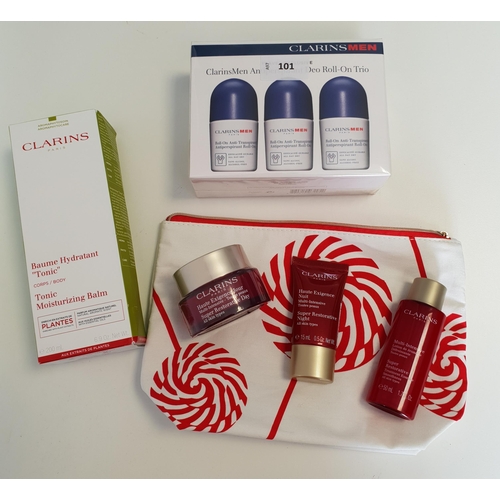 101 - SELECTION OF CLARINS GOODS
comprising: Tonic Moisturizing Balm 200ML, Antiperspirant Deo Roll-On Tri... 