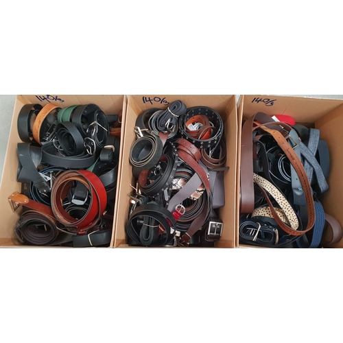 140 - THREE BOXES OF LADIES AND GENTS BELTS