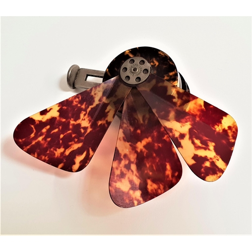 183 - LA BRISE CELLULOID COMPACT POCKET FAN
with a chrome manual lever and a circular mirror lid revealing... 