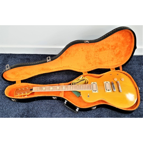 257 - FLITE HAND BUILT ELECTRIC GUITAR
with a stained ash yellow body, with two dials and two switches, in... 