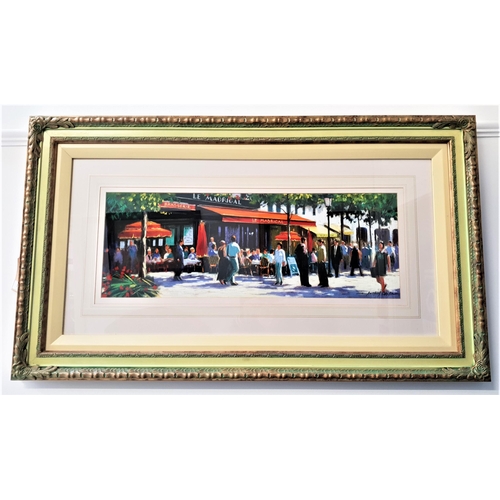 334 - E. ANTHONY ORME (b.1945)
Parisian café culture, gouache, signed, 28cm x 78cm, in ornate frame