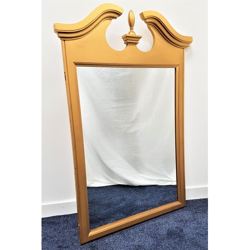 361 - ORNATE GILT FRAME WALL MIRROR
with a swan neck top above a plain rectangular plate, 125cm x 83cm