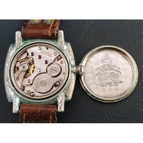 25 - GENTLEMAN'S ROLCO OYSTER WRISTWATCH
circa 1930s, the silvered dial with Arabic numerals and in cushi... 