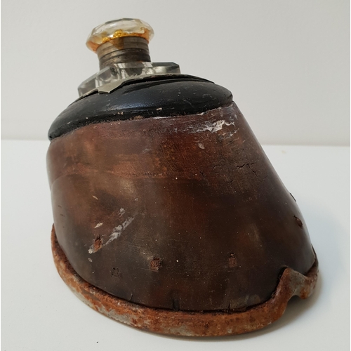 207 - VICTORIAN HORSE HOOF INKWELL
with an inset glass ink bottle