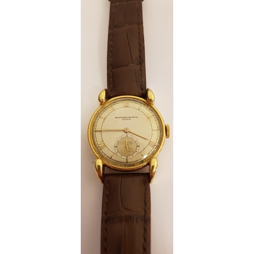 78 - GENTLEMAN'S VACHERON & CONSTANTIN GENEVE EIGHTEEN CARAT GOLD CASED WRISTWATCH
circa 1950s, the silve... 