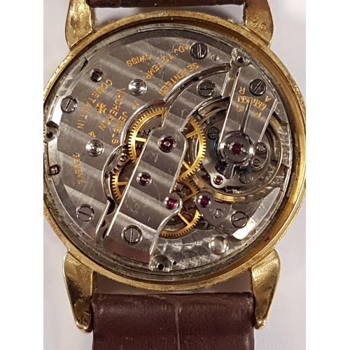 78 - GENTLEMAN'S VACHERON & CONSTANTIN GENEVE EIGHTEEN CARAT GOLD CASED WRISTWATCH
circa 1950s, the silve... 