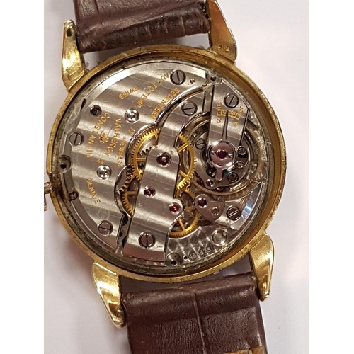 78 - GENTLEMAN'S VACHERON & CONSTANTIN GENEVE EIGHTEEN CARAT GOLD CASED WRISTWATCH
circa 1950s, the silve... 