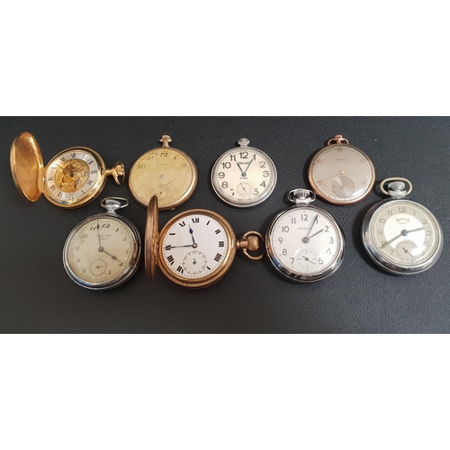 80 - SELECTION OF EIGHT POCKET WATCHES
including a gold plated full hunter, Ingersoll, Services Army, Pro... 