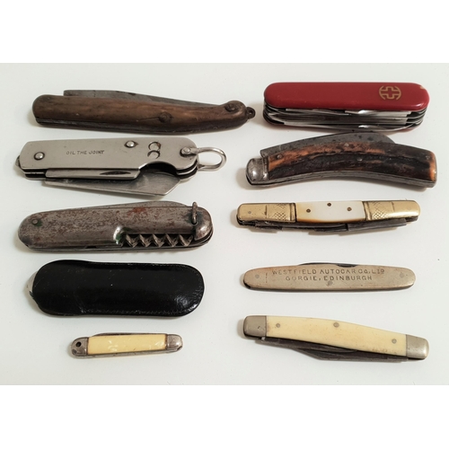 200 - TEN ASSORTED PEN KNIVES
including a Swiss Army style knife, Saynor single blade knife, Giesen & Fors... 