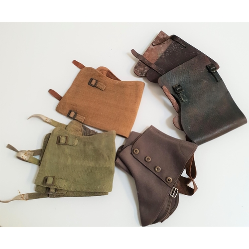 309 - PAIR OF LEATHER MILITARY GAITERS
each with a double fastening, a pair of green webbing gaiters with ... 