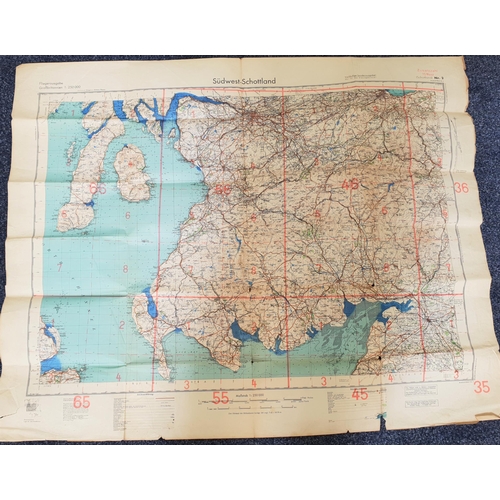 328 - WWII GERMAN AIR FORCE MAP OF SOUTH WEST SCOTLAND
1:250000 scale, titled Sudwest-Schottland, 76cm x 9... 