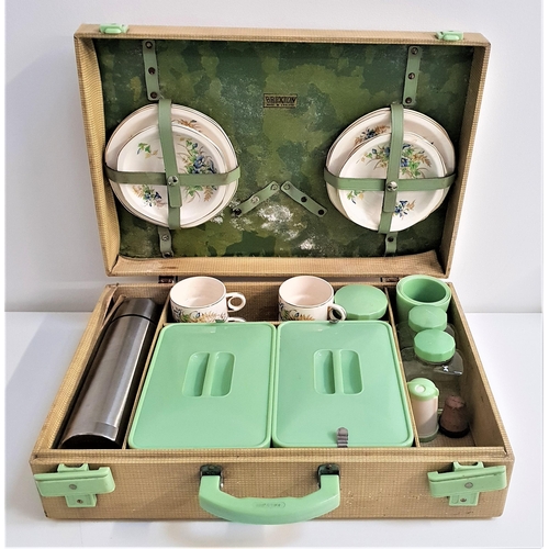 212 - BREXTON CASED PICNIC SET
with four floral decorated plates, cups and saucers, stainless steel flask,... 