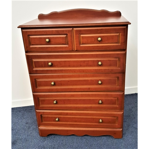 377 - MCDONAGH CHERRY CHEST
with a shaped and raised back above a moulded top with two short and four long... 