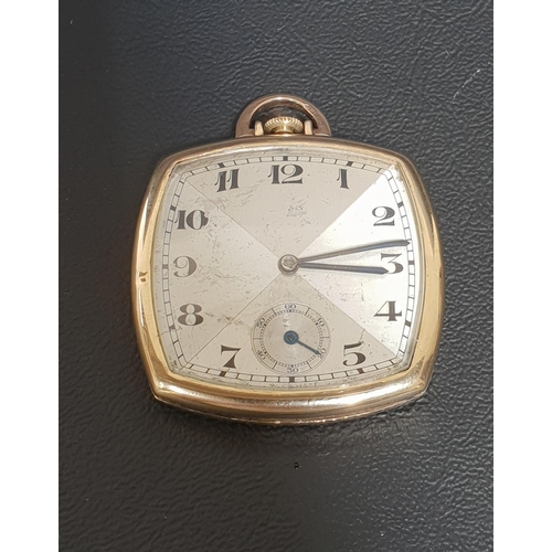 24 - UNUSUAL NINE CARAT GOLD CASED ROLEX POCKET WATCH
circa 1930s, the silvered dial with Arabic numerals... 