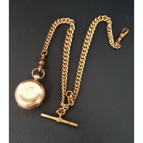 83 - GOLD PLATED SOVEREIGN CASE
with gold plated Albert chain with T-bar