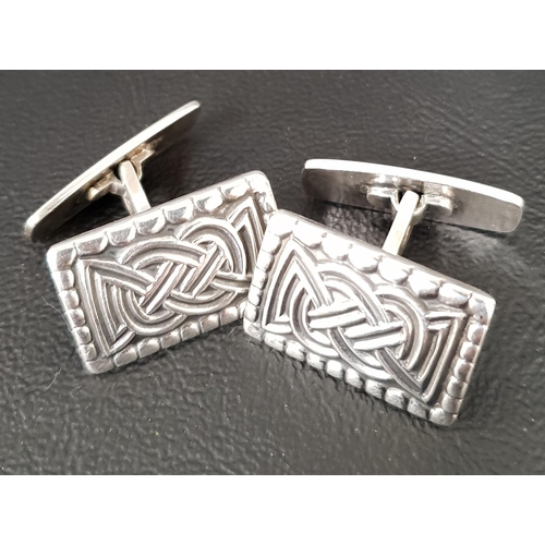 68 - PAIR OF NORWEGIAN SILVER CUFFLINKS BY DAVID ANDERSEN
with Celtic knot decoration inspired by items d... 