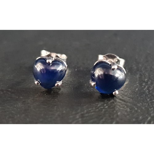 81 - HEART SHAPED SAPPHIRE STUD EARRINGS
in unmarked white gold, the butterflies marked '750'