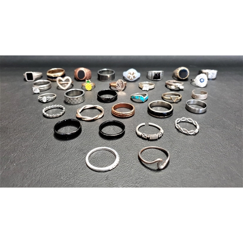 102 - SELECTION OF SILVER AND OTHER RINGS
of various sizes and designs, including stone set examples, 1 bo... 