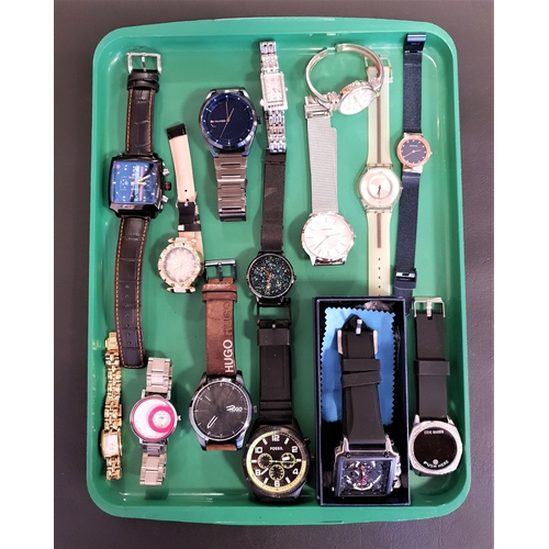 112 - SELECTION OF LADIES AND GENTLEMEN'S WRISTWATCHES
including a boxed Lige Design watch, Fossil, Hugo B... 