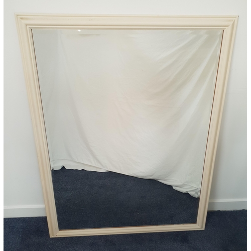 416 - LARGE WALL MIRROR
in a white painted frame with a bevelled plate, 128cm x 103cm