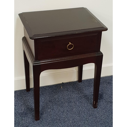 427 - STAG MAHOGANY BEDSIDE TABLE
with a moulded top above a single drawer, standing on tapering supports,... 