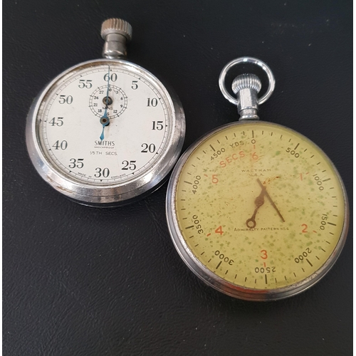 226 - TWO STOPWATCHES
Comprising a military example - Waltham Admiralty Pattern No. 6, the back marked wit... 
